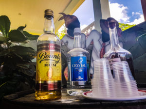 Popular St. Lucian rums displayed a top a barrell.