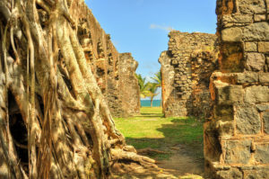 Old brick structures at the Pigeon Island National Park 